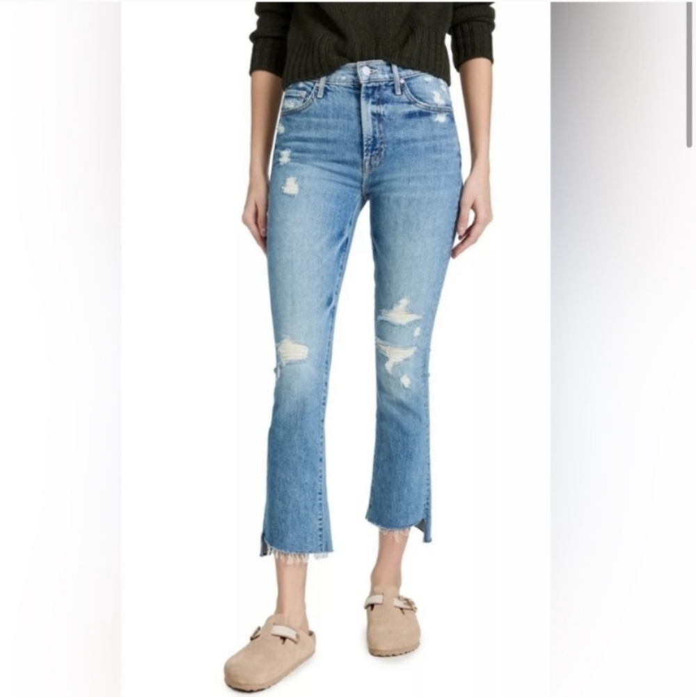 MOTHER Blue Distressed Ankle Jeans
